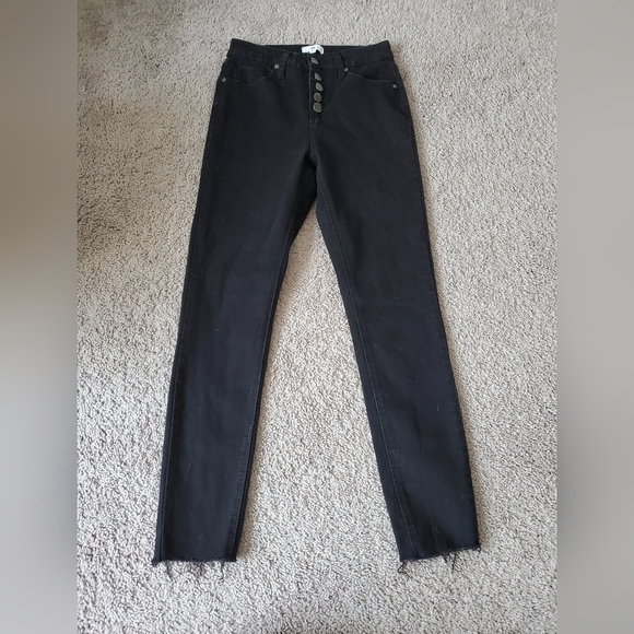 B.P. Black Jeans Button Fly Distressed Hem - Picture 1 of 11